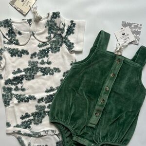 Kate Quinn Green Pine Outfit 12–18M NWT Organic Cotton Velour Set
